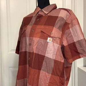 Carhartt red and brown plaid button-up shirt – Size XL